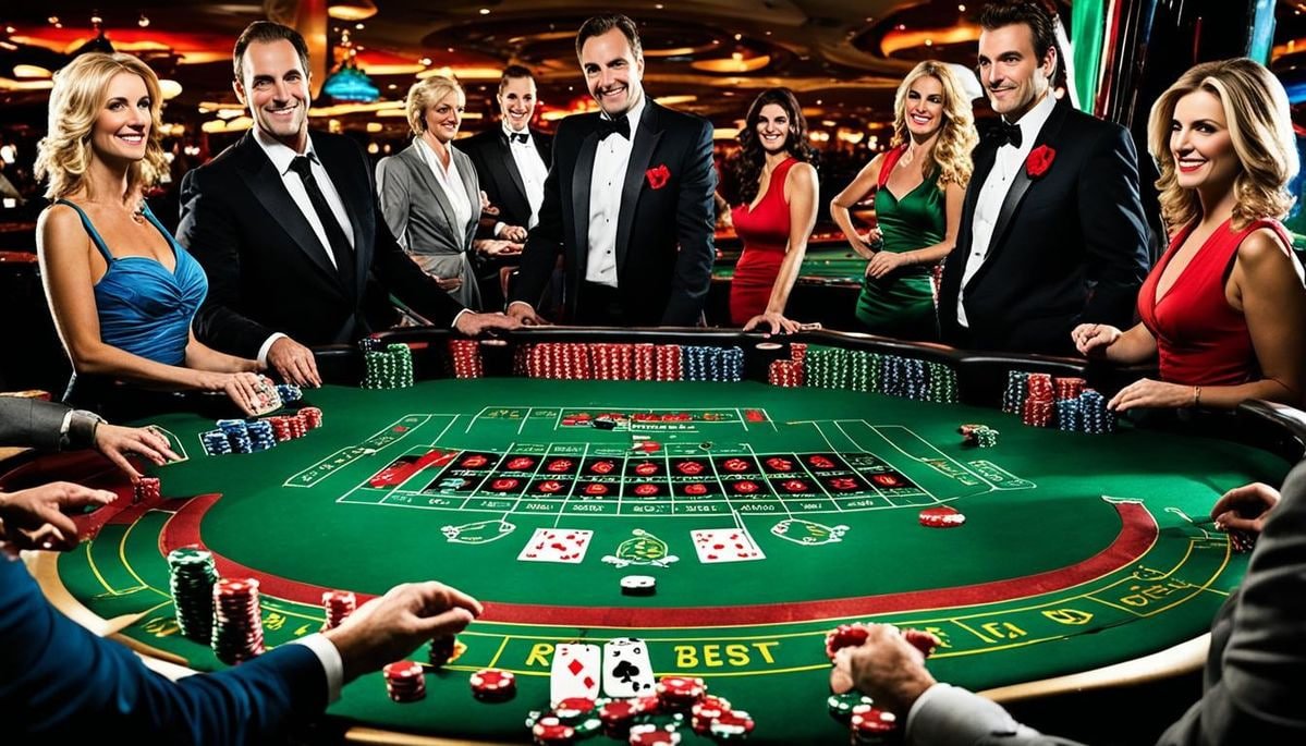 Mesin slot online modern dengan tema warna cerah dan simbol klasik